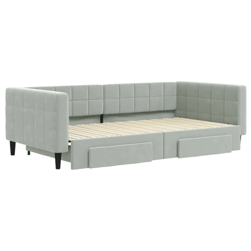 Sofá-cama, Sofá conversível c gavetão e gavetas 100x200 cm veludo cinzento-claro
