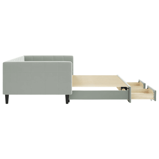 Sofá-cama, Sofá conversível c gavetão e gavetas 100x200 cm veludo cinzento-claro