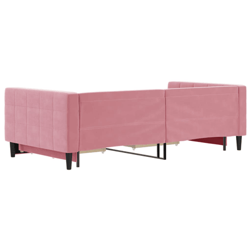 Sofá-cama, Sofá conversível com gavetão e gavetas 100x200 cm veludo rosa Sofá-cama, Sofá conversível com gavetão e gavetas 100x200 cm veludo rosa