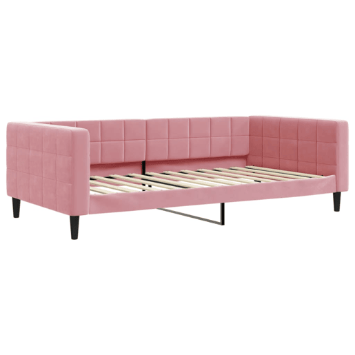 Sofá-cama, Sofá conversível com gavetão e gavetas 100x200 cm veludo rosa Sofá-cama, Sofá conversível com gavetão e gavetas 100x200 cm veludo rosa