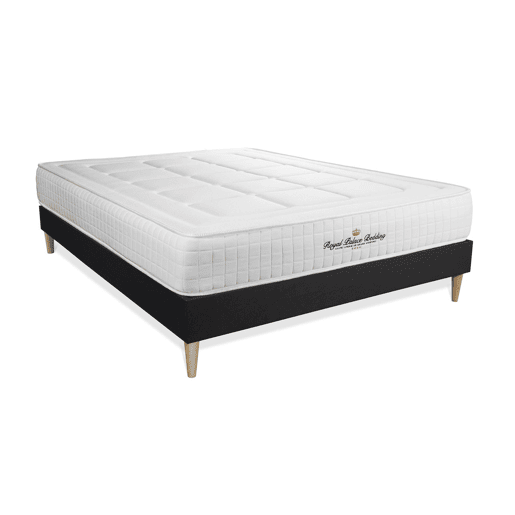 Conjunto de Estrado Preto + Colchão ROYAL PALACE BEDDING Balmoral (120x210 cm - Espuma Viscoelástica- Altura: 24 cm)