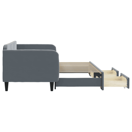 Sofá-cama, Sofá conversível c gavetão e gavetas 90x200 cm veludo cinzento-escuro