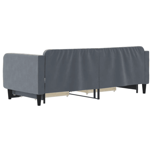 Sofá-cama, Sofá conversível c gavetão e gavetas 90x200 cm veludo cinzento-escuro