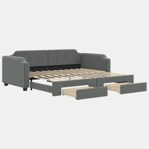 Sofá-cama, Sofá conversível c gavetão e gavetas 90x200 cm tecido cinzento-escuro