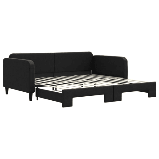 Sofá-cama, Sofá conversível com gavetão 100x200 cm tecido preto