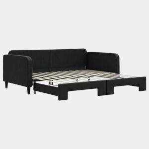 Sofá-cama, Sofá conversível com gavetão 100x200 cm tecido preto