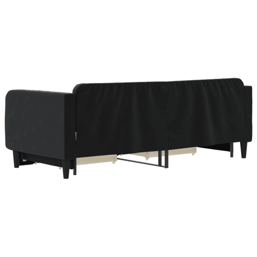 Sofá-cama, Sofá conversível com gavetão e gavetas 90x200 cm veludo preto Sofá-cama, Sofá conversível com gavetão e gavetas 90x200 cm veludo preto