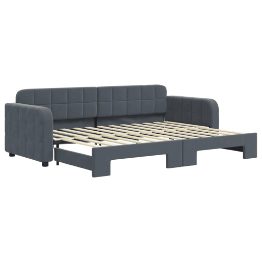 Sofá-cama, Sofá conversível com gavetão 80x200 cm veludo cinzento-escuro Sofá-cama, Sofá conversível com gavetão 80x200 cm veludo cinzento-escuro