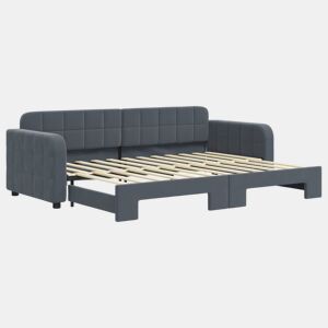 Sofá-cama, Sofá conversível com gavetão 80x200 cm veludo cinzento-escuro