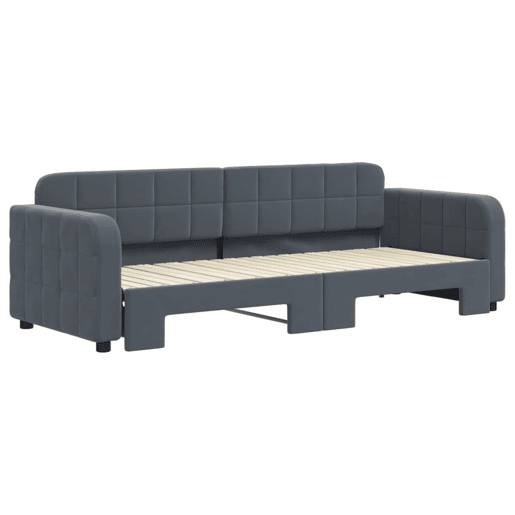 Sofá-cama, Sofá conversível com gavetão 80x200 cm veludo cinzento-escuro Sofá-cama, Sofá conversível com gavetão 80x200 cm veludo cinzento-escuro