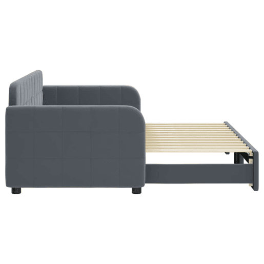 Sofá-cama, Sofá conversível com gavetão 80x200 cm veludo cinzento-escuro Sofá-cama, Sofá conversível com gavetão 80x200 cm veludo cinzento-escuro