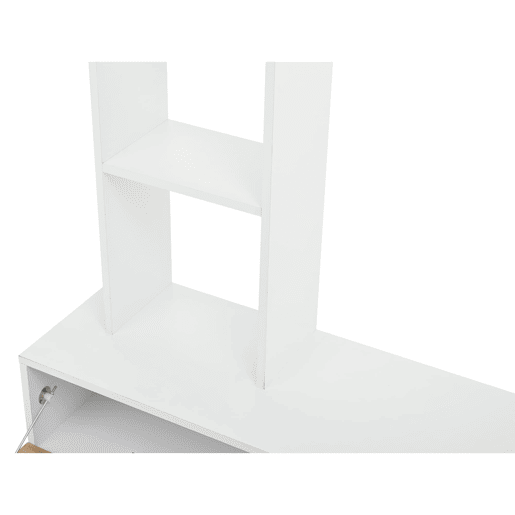 Móvel de TV 180x35x22,5 cm - Conjunto de sala com vitrines, prateleira e painel para TV - Branco + Natural Móvel de TV 180x35x22,5 cm - Conjunto de sala com vitrines, prateleira e painel para TV - Branco + Natural