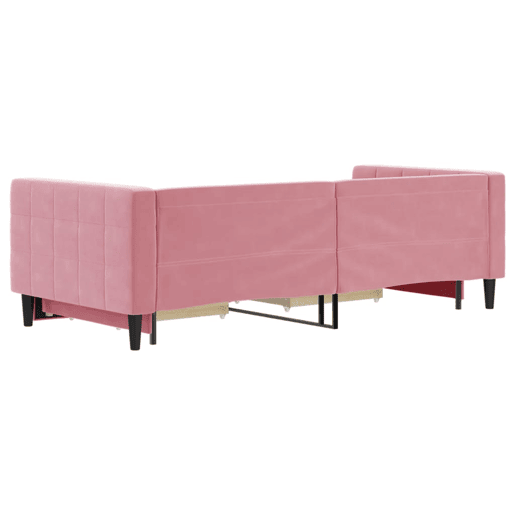 Sofá-cama, Sofá conversível com gavetão e gavetas 90x200 cm veludo rosa Sofá-cama, Sofá conversível com gavetão e gavetas 90x200 cm veludo rosa