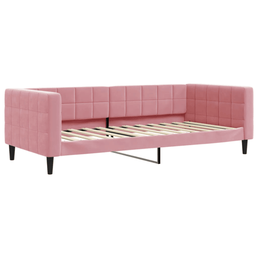 Sofá-cama, Sofá conversível com gavetão e gavetas 90x200 cm veludo rosa Sofá-cama, Sofá conversível com gavetão e gavetas 90x200 cm veludo rosa