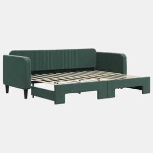 Sofá-cama, Sofá conversível com gavetão 80x200 cm veludo verde-escuro