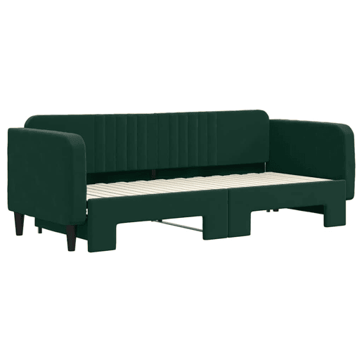 Sofá-cama, Sofá conversível com gavetão 80x200 cm veludo verde-escuro Sofá-cama, Sofá conversível com gavetão 80x200 cm veludo verde-escuro