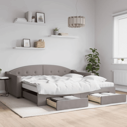 Sofá-cama, Sofá conversível c gavetãogavetas 100x200cm tecido cinza-acastanhado