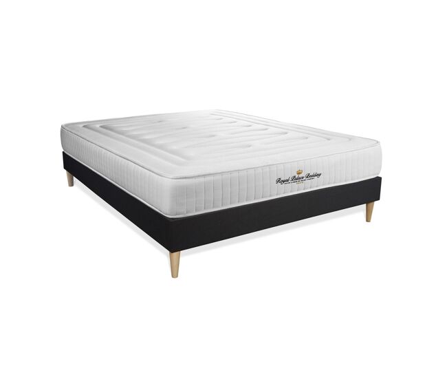 Colchón lancaster 160x210cm, grosor : 22cm, muelles ensacados y espuma viscoelástica, firme, 3 zonas de confort + somier negro