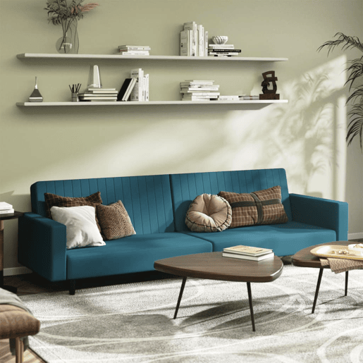 Sofá-cama, Sofá conversível de 2 lugares veludo azul