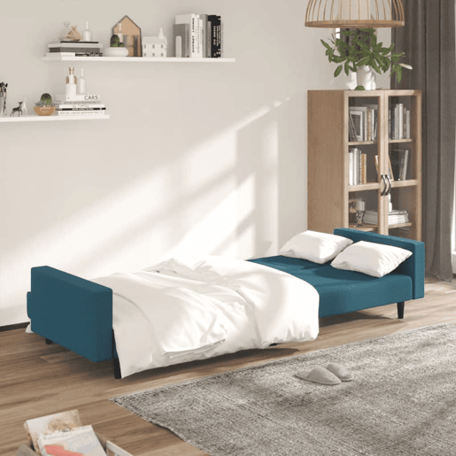 Sofá-cama, Sofá conversível de 2 lugares veludo azul