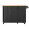 Ilha de cozinha 130x45(75)x92cm - Carrinho com madeira, rodas, prateleira para especiarias, 3 portas, preto
