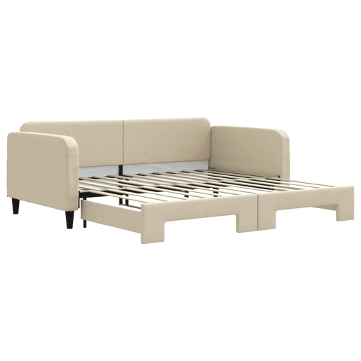 Sofá-cama, Sofá conversível com gavetão 100x200 cm tecido cor creme Sofá-cama, Sofá conversível com gavetão 100x200 cm tecido cor creme