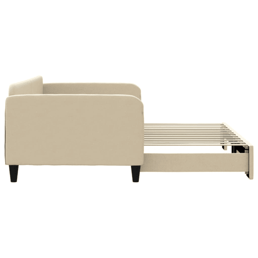 Sofá-cama, Sofá conversível com gavetão 100x200 cm tecido cor creme Sofá-cama, Sofá conversível com gavetão 100x200 cm tecido cor creme