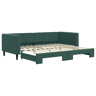 Sofá-cama, Sofá conversível com gavetão 90x200 cm veludo verde-escuro