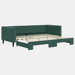 Sofá-cama, Sofá conversível com gavetão 90x200 cm veludo verde-escuro