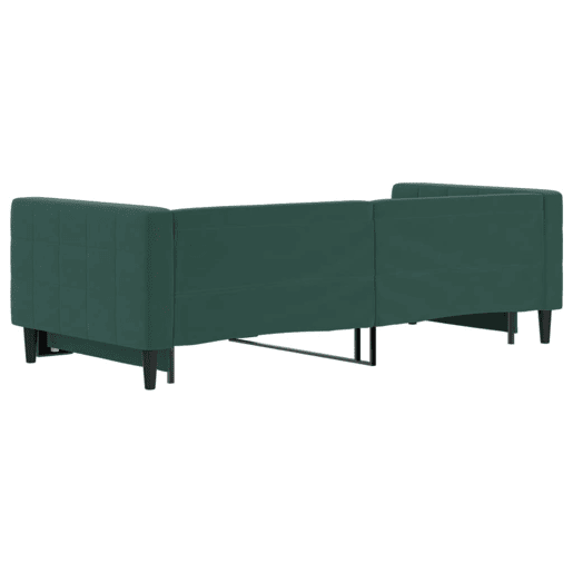 Sofá-cama, Sofá conversível com gavetão 90x200 cm veludo verde-escuro