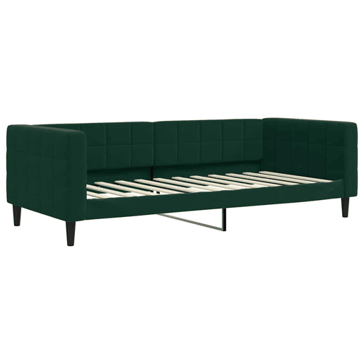 Sofá-cama, Sofá conversível com gavetão 90x200 cm veludo verde-escuro