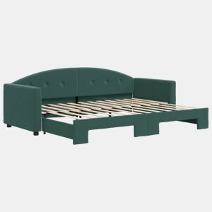 Sofá-cama, Sofá conversível com gavetão 80x200 cm veludo verde-escuro