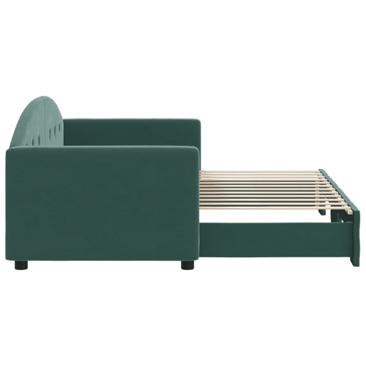 Sofá-cama, Sofá conversível com gavetão 80x200 cm veludo verde-escuro Sofá-cama, Sofá conversível com gavetão 80x200 cm veludo verde-escuro