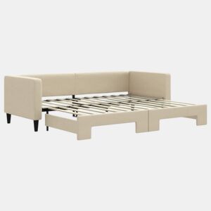 Sofá-cama, Sofá conversível com gavetão 80x200 cm tecido cor creme