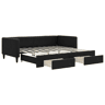 Sofá-cama, Sofá conversível com gavetão e gavetas 90x190 cm tecido preto