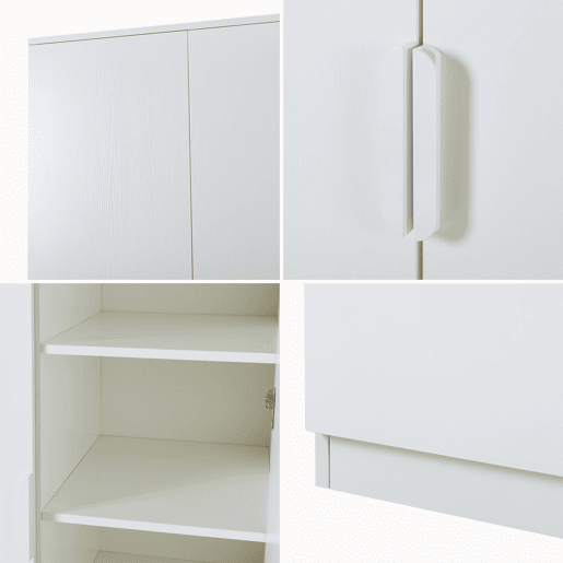 Roupeiro Eiselfing (2 portas 1 bengaleiro 4 compartimentos 3 gavetas) MDF 176x80x52 cm - Branco en.casa