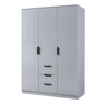 Roupeiro Eiselfing (3 portas 4 compartimentos 3 gavetas) MDF 176x120x52 cm - Cinzento en.casa