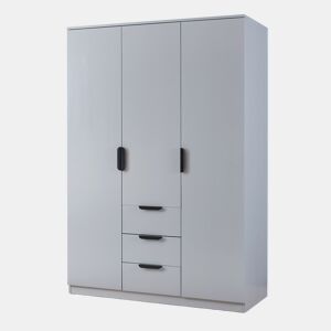 Roupeiro Eiselfing (3 portas 4 compartimentos 3 gavetas) MDF 176x120x52 cm - Cinzento en.casa