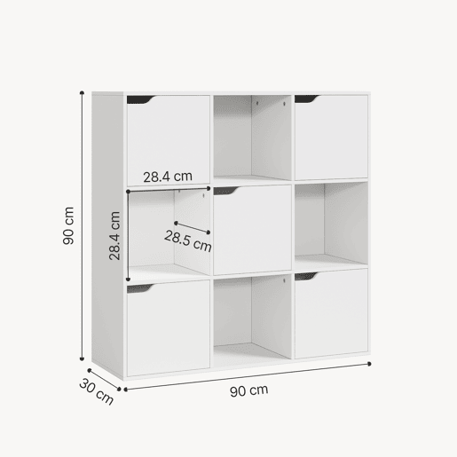 Prateleira para crianças Ljunshund com 9 compartimentos Cubo 90x90x30 cm Branco en.casa