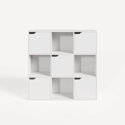 Prateleira para crianças Ljunshund com 9 compartimentos Cubo 90x90x30 cm Branco en.casa