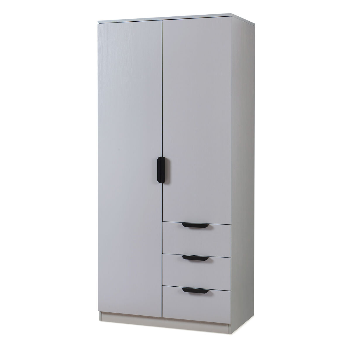 Armario Ropero Eiselfing 2 puertas 4 compartimentos 3 cajones MDF 80 Gris