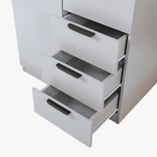 Roupeiro Eiselfing (2 portas 1 bengaleiro 4 compartimentos 3 gavetas) MDF 176x80x52 cm - Cinzento en.casa