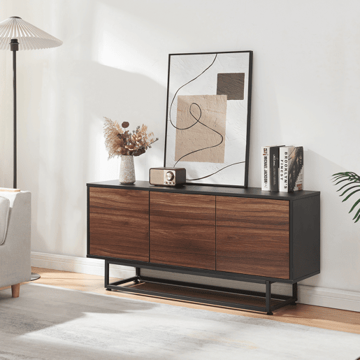 Armário baixo Boxholm com 3 portas 120x30x55 cm Nogueira en.casa Armário baixo Boxholm com 3 portas 120x30x55 cm Nogueira en.casa