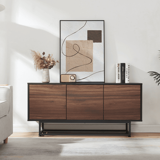 Armário baixo Boxholm com 3 portas 120x30x55 cm Nogueira en.casa Armário baixo Boxholm com 3 portas 120x30x55 cm Nogueira en.casa