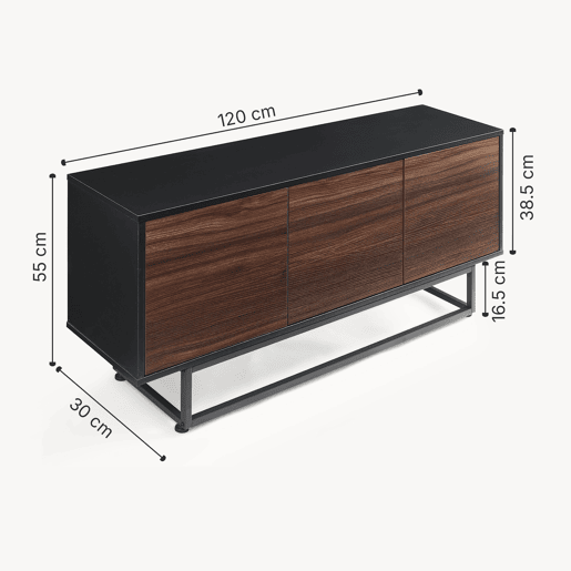 Armário baixo Boxholm com 3 portas 120x30x55 cm Nogueira en.casa Armário baixo Boxholm com 3 portas 120x30x55 cm Nogueira en.casa