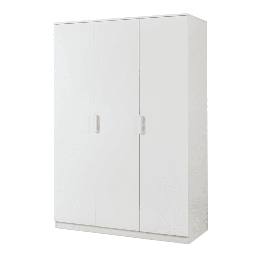 Roupeiro Eiselfing (3 portas 1 bengaleiro 4 compartimentos) MDF 176x120x52 cm - Branco en.casa