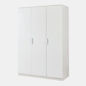 Roupeiro Eiselfing (3 portas 1 bengaleiro 4 compartimentos) MDF 176x120x52 cm - Branco en.casa