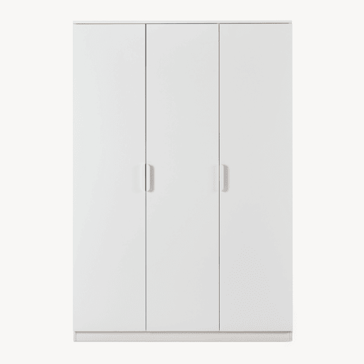 Roupeiro Eiselfing (3 portas 1 bengaleiro 4 compartimentos) MDF 176x120x52 cm - Branco en.casa