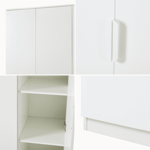 Roupeiro Eiselfing (3 portas 1 bengaleiro 4 compartimentos) MDF 176x120x52 cm - Branco en.casa