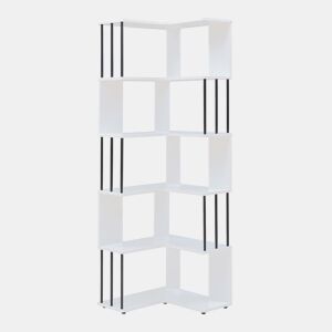 Prateleira de canto Afrel de 5 níveis 160x54x54 cm branco en.casa